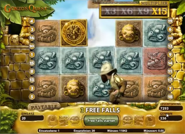 Gonzo's Quest base game reels