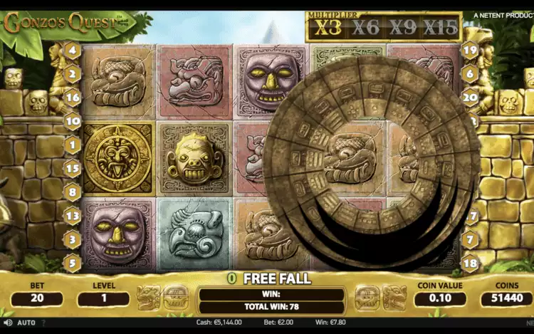 Gonzo's Quest Free Falls bonus round