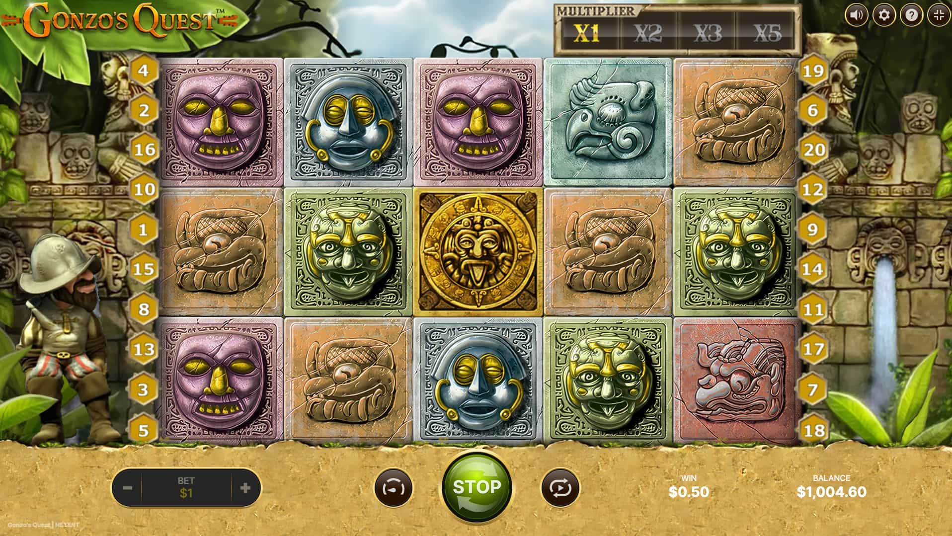 Gonzo's Quest big win screen